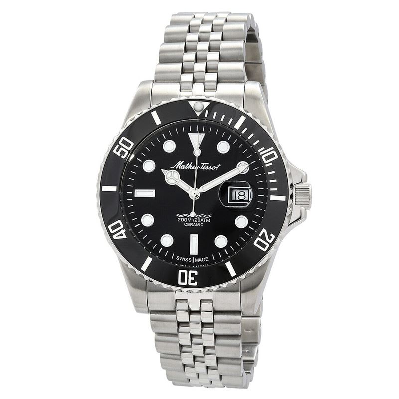 Mathey-Tissot Mathy Ceramic Quartz Esfera Negra Diver Acero Inoxidable H901CRAN
